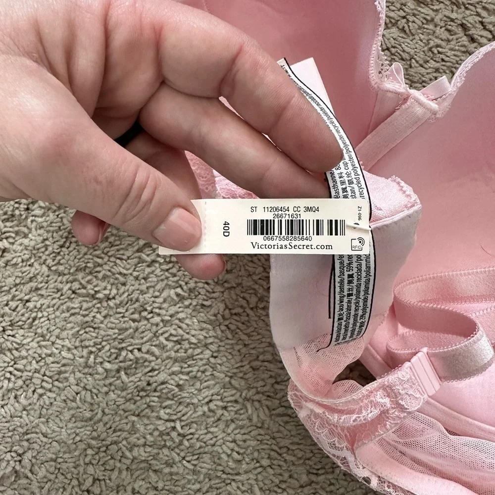 Victoria Secret Dream Angles Pink Smooth & Lace Lined Demi Push-Up Bra Size 40D - Picture 8 of 8